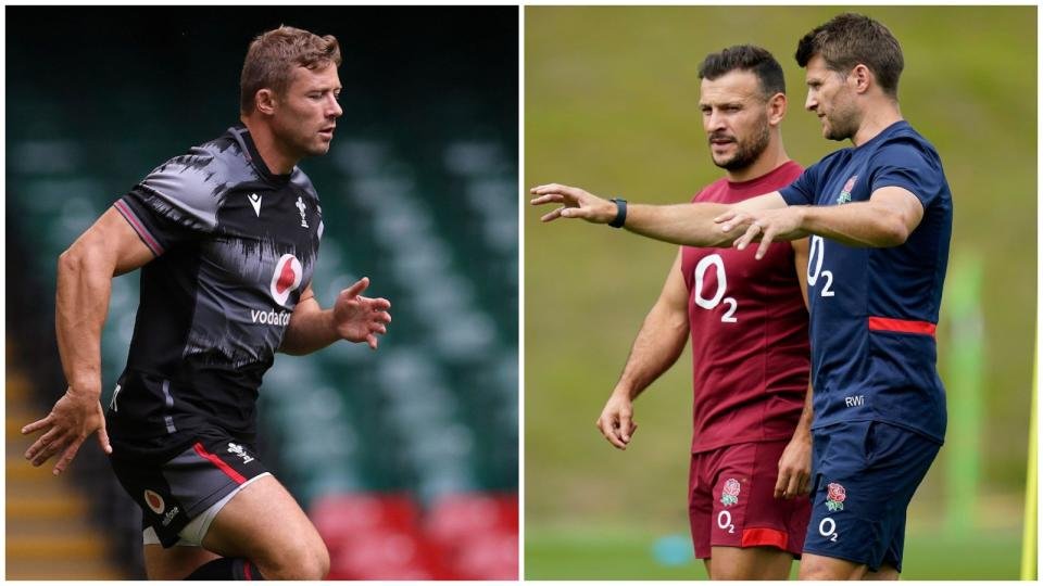L'arrière gallois Leigh Halfpenny et les Anglais Danny Care et Richard Wigglesworth. Crédit : Alamy