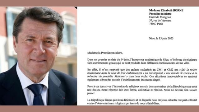 Le maire de Nice Christian Estrosi et sa lettre au Premier ministre Borne.  De Twitter.