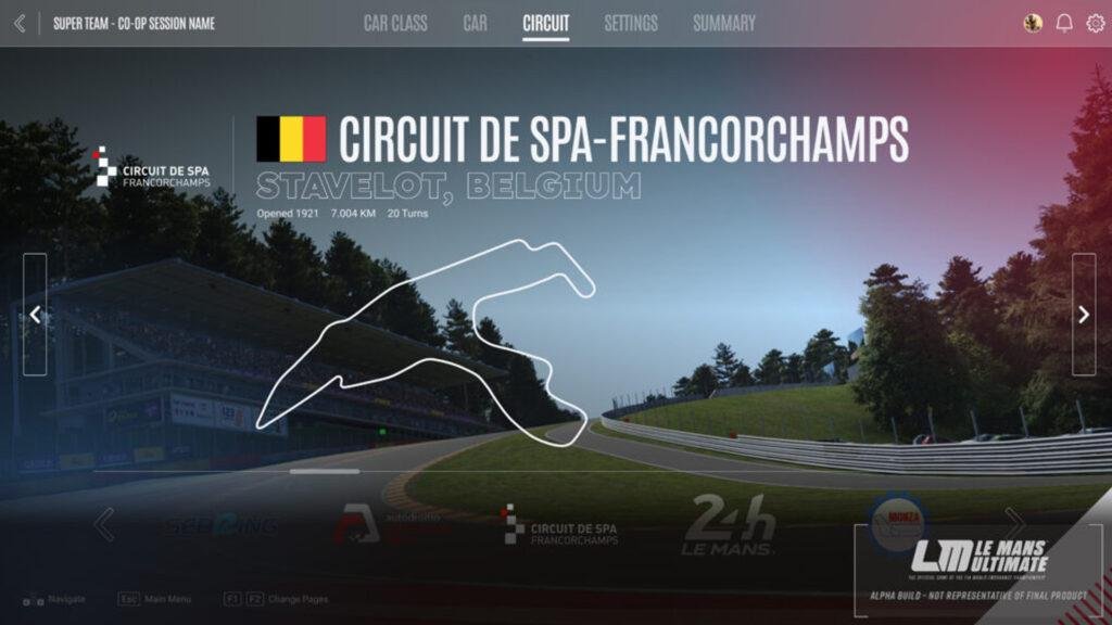 Sélection du circuit Le Mans Ultimate