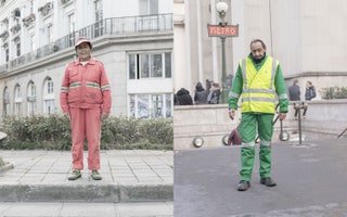 deux agents de nettoyage en Chine et à Paris.