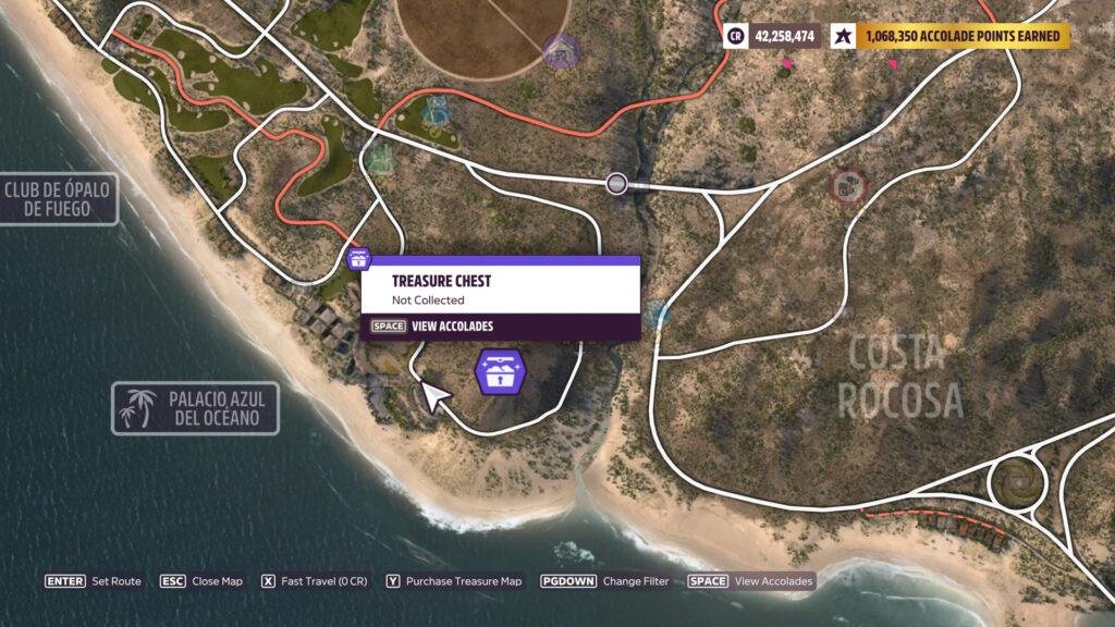 Emplacement de la carte du coffre au trésor stratosphérique de Forza Horizon 5