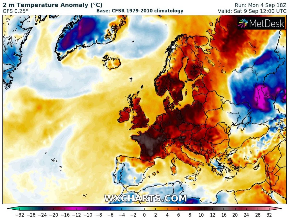heat-dome-heatwave-forecast-uk-ireland-france-benelux-september-2023-autumn-season-2m-anomaly
