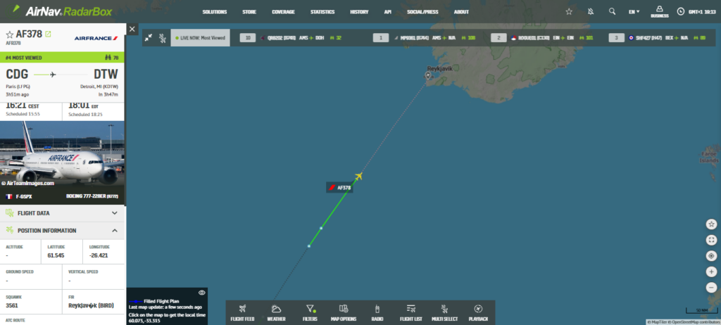 Le Boeing 777 d'Air France à destination de Détroit est détourné vers l'Islande