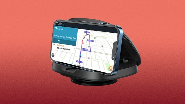 The Awelbuy Car Phone Holder has a base that swivels