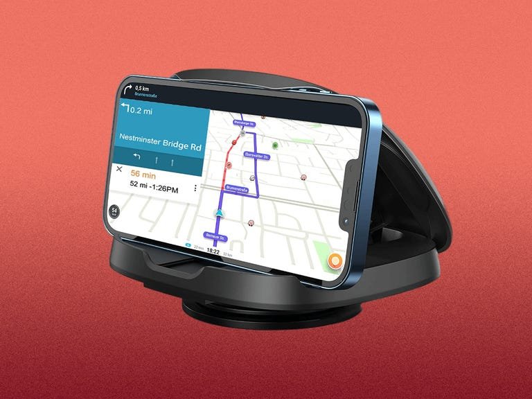 The Awelbuy Car Phone Holder has a base that swivels