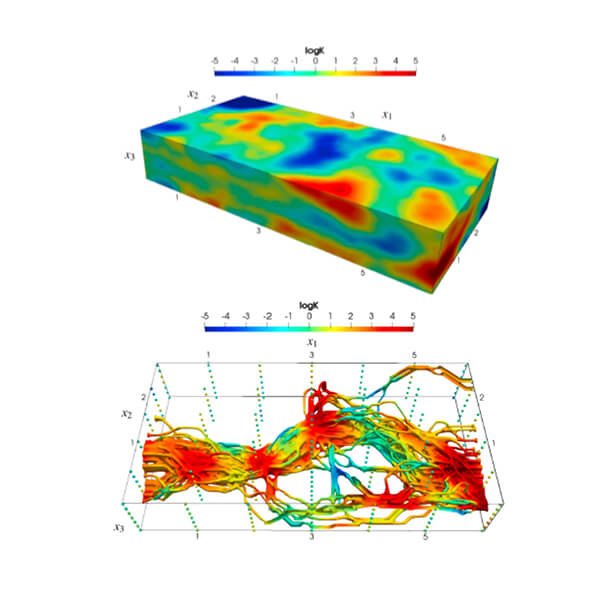 Through 3D modeling, Assistant Professor Felipe de Barros measures and predicts hydraulic conductivity to determine groundwater flow