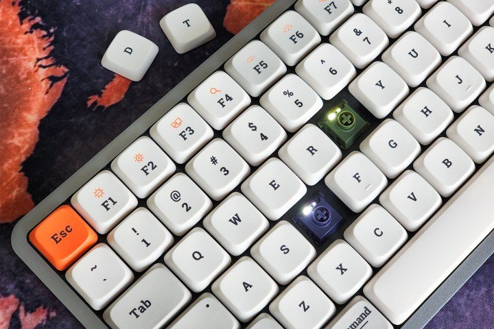 Lofree Flow review: This low-profile keyboard changed me | Digital Trends 1 Lofree Flow low profile mechanical keyboard with Kailh tactile Phantom and linear Ghost switches and white retro styles dye-sub pbt keycaps on a desk.