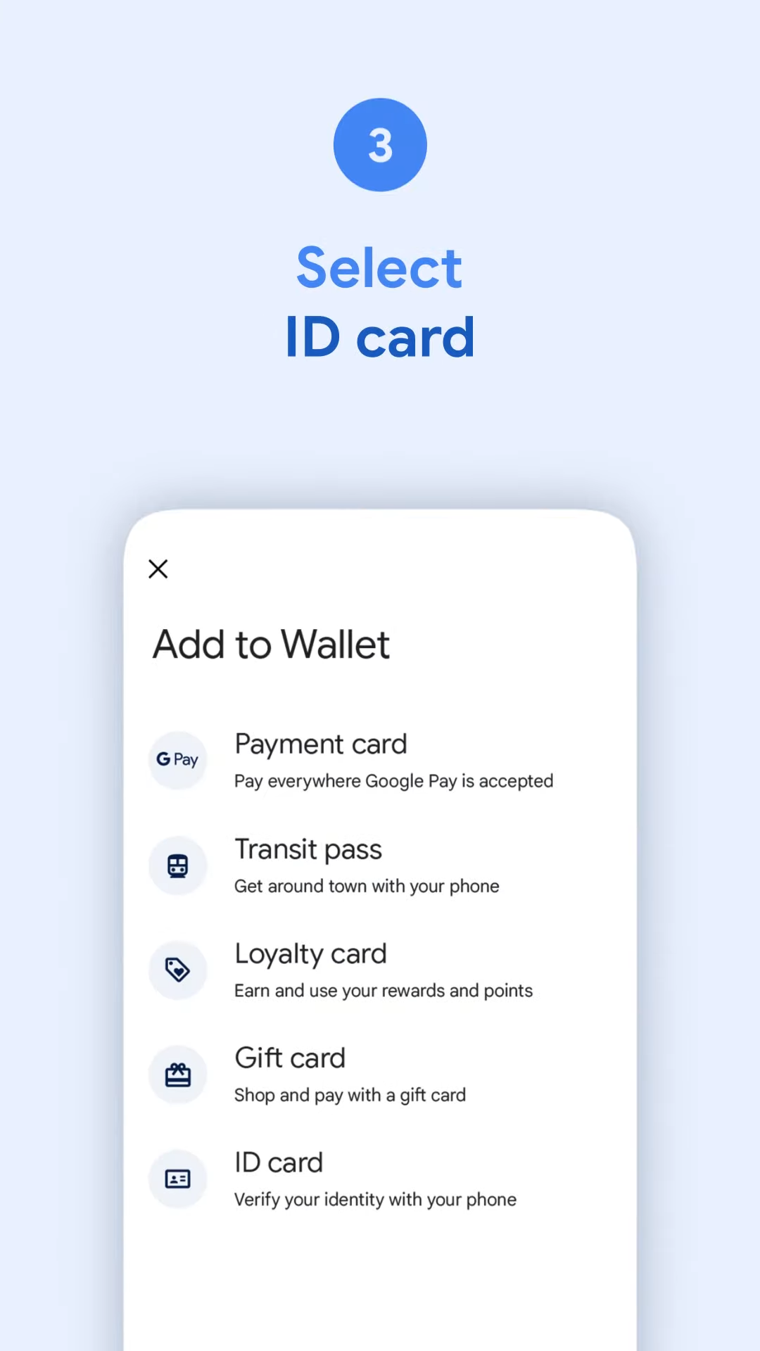 graphique de l'application Google Wallet sur fond bleu