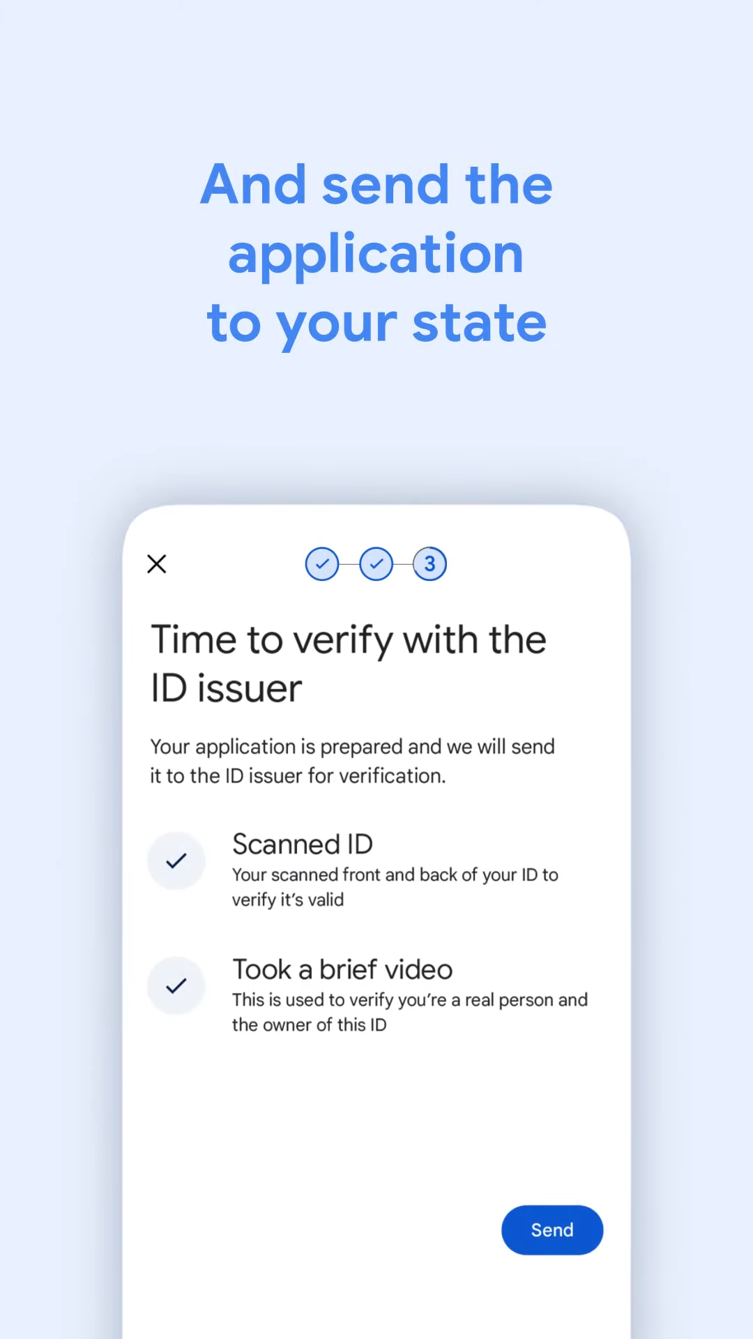 contrôle de vérification pour la soumission d'une demande d'identification numérique dans Google Wallet