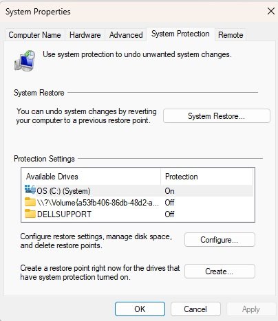 Create a restore point