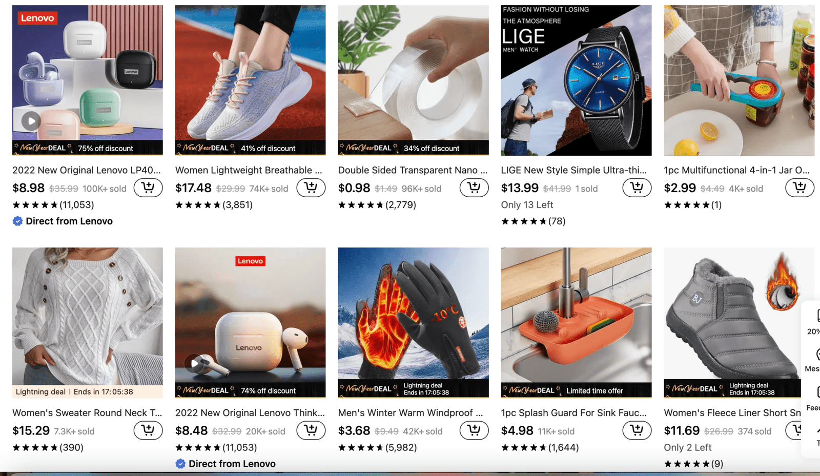 Capture d'écran de Temu