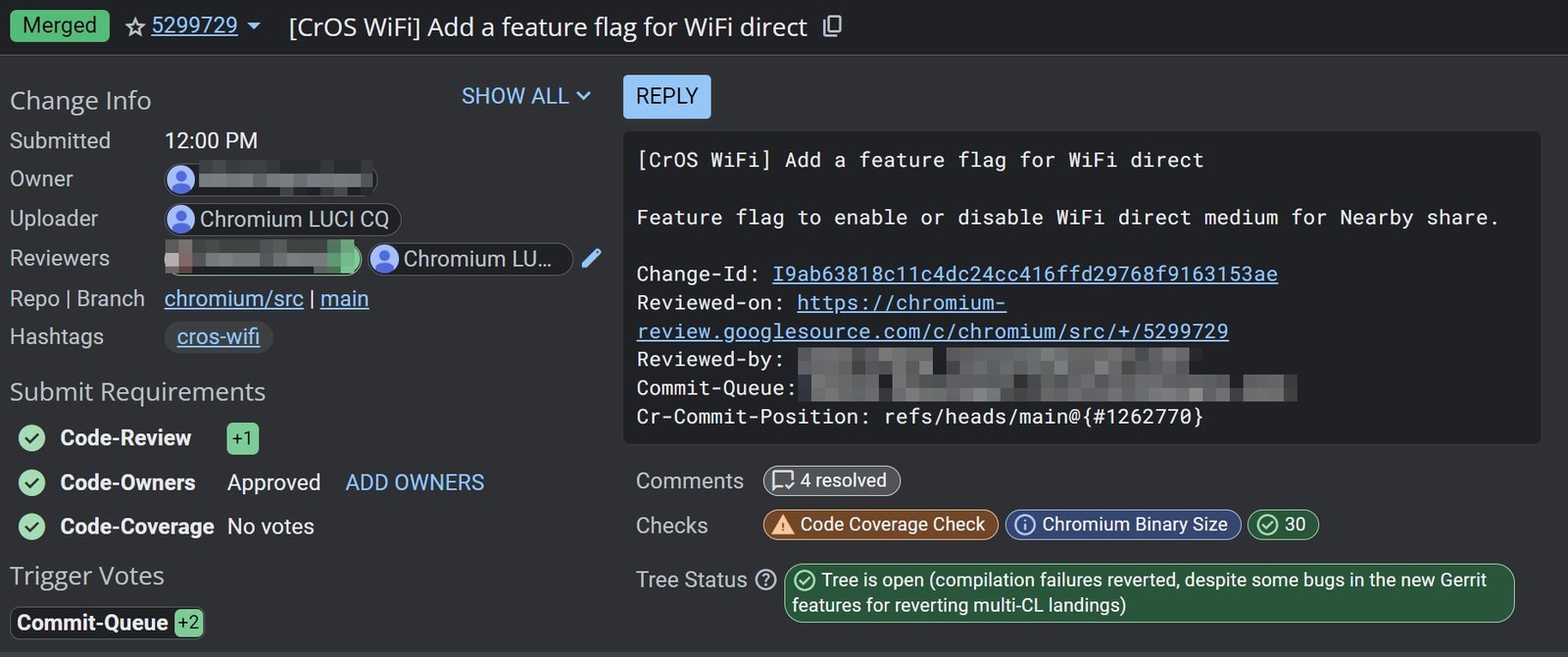 Indicateur de fonctionnalité CrOS WiFi