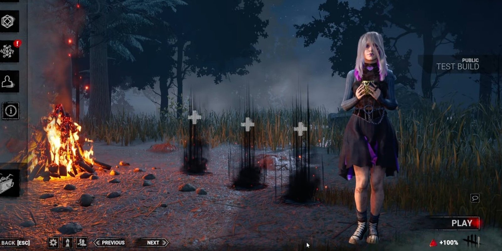 Sable Ward sur l'écran du lobby pour le test bêta public de Dead By Daylight.