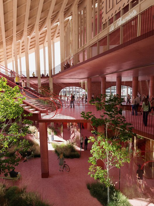 Les architectes BIG et A+ dévoilent la conception d'un centre de transport de bois massif en France - Image 4 sur 17
