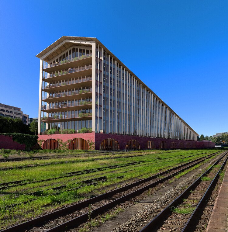 Les architectes BIG et A+ dévoilent la conception d'un centre de transport de bois massif en France - Image 8 sur 17