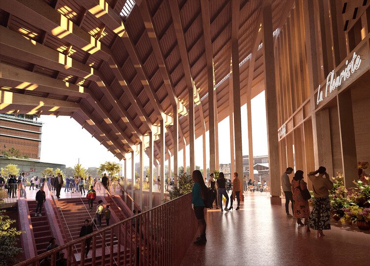 Les architectes BIG et A+ dévoilent la conception d'un centre de transport de bois massif en France - Image 1 sur 17