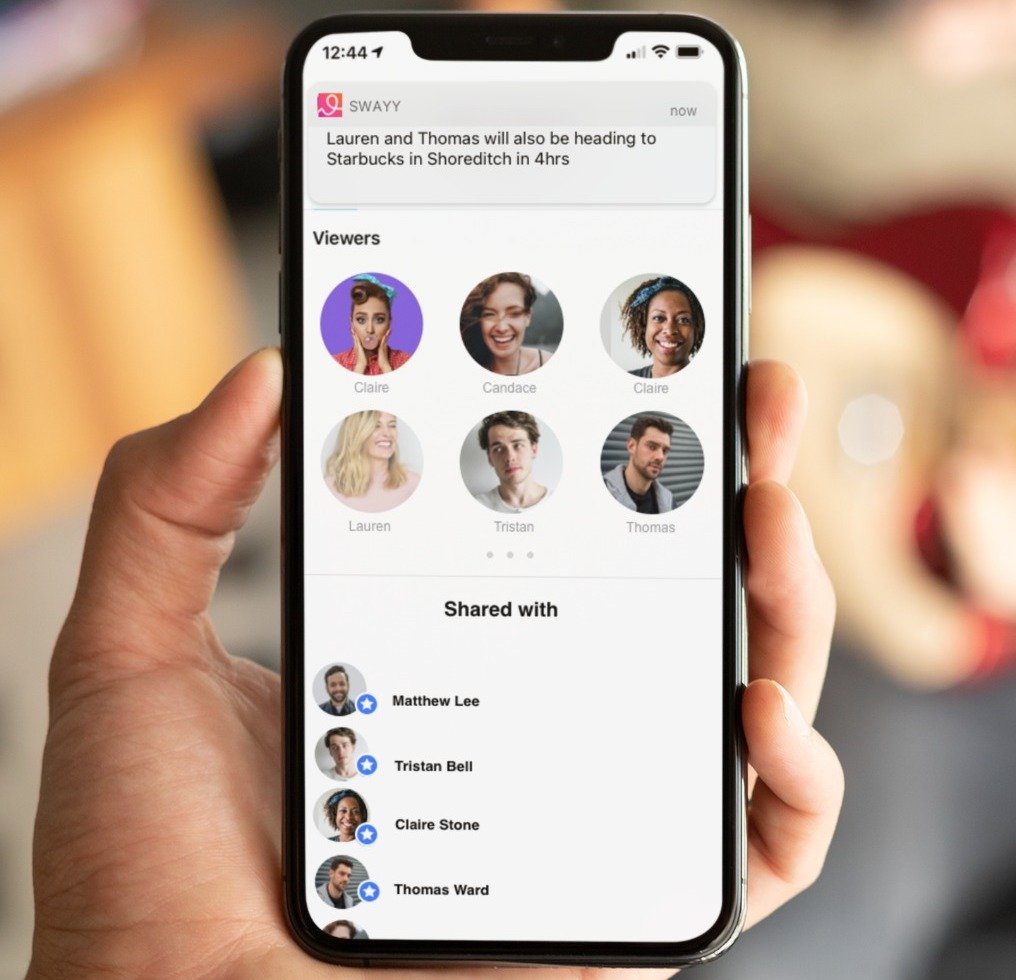 Le fil d'actualité de l'application Swayy