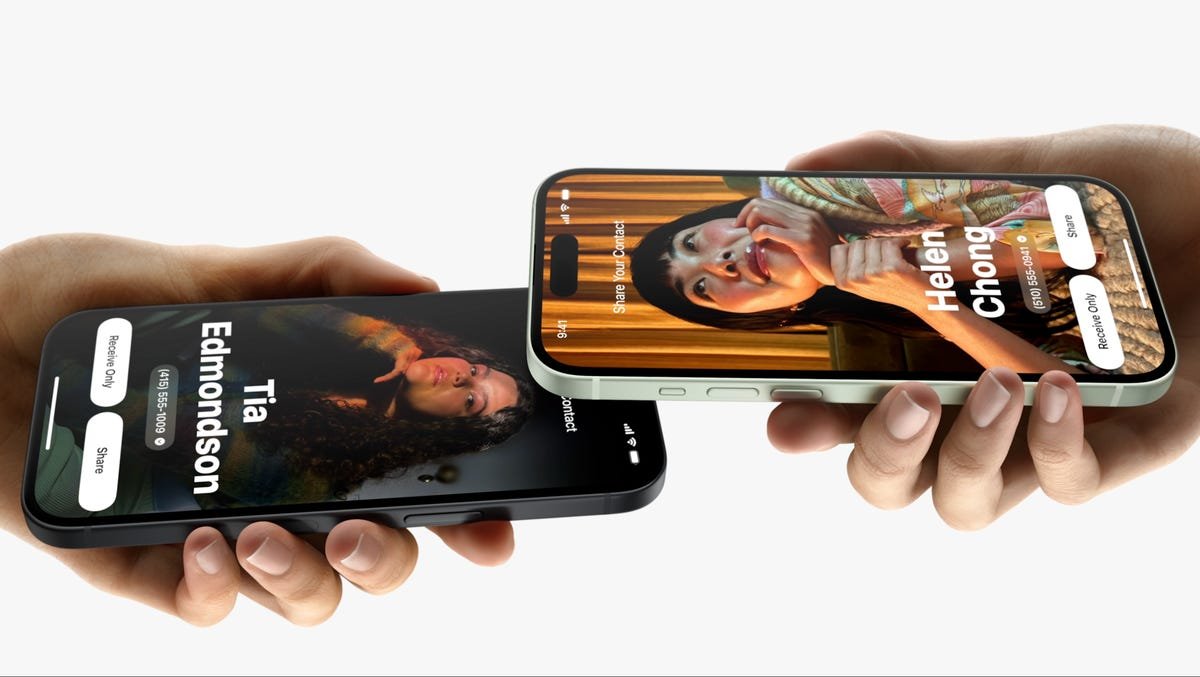 Capture d'écran de la fonctionnalité NameDrop d'Apple sur l'iPhone