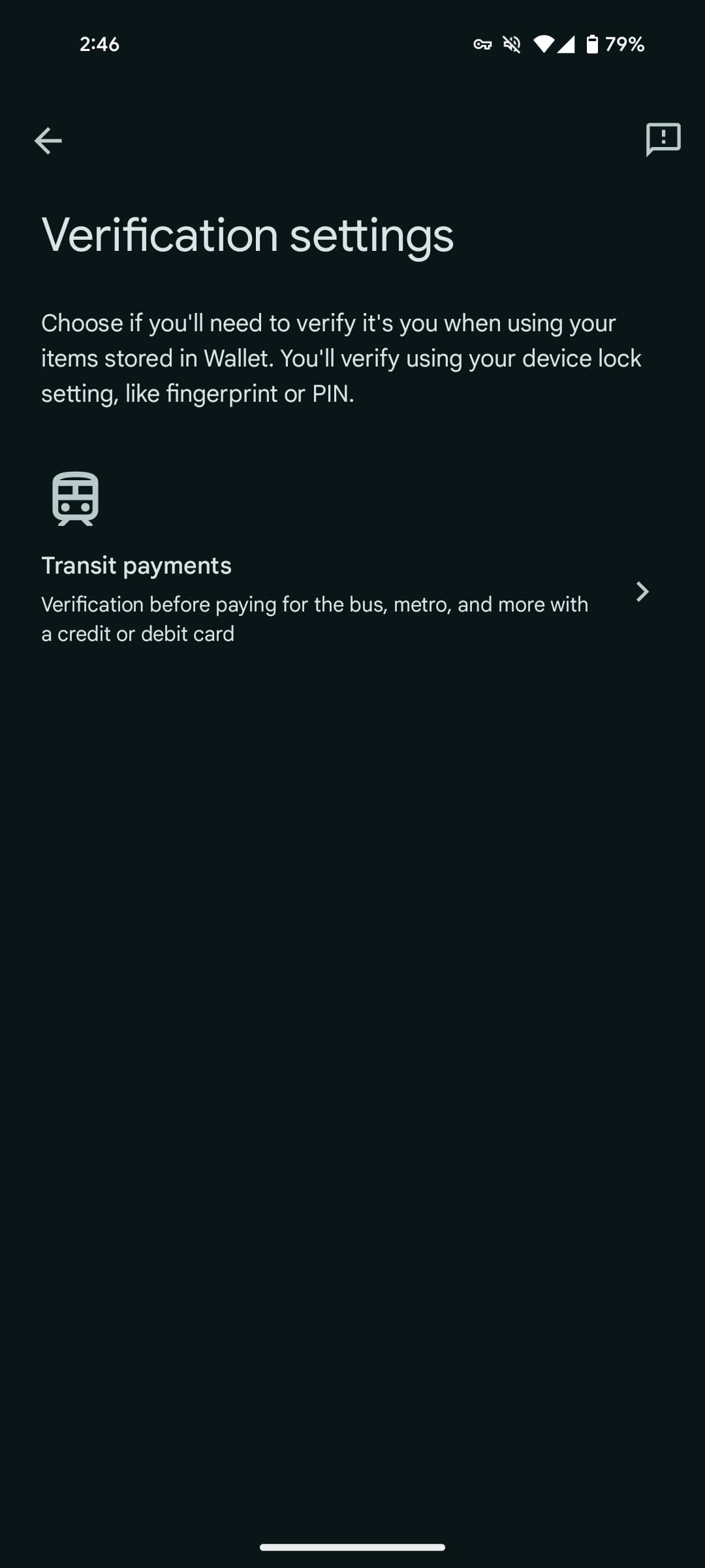 Paramètres de vérification de Google Wallet