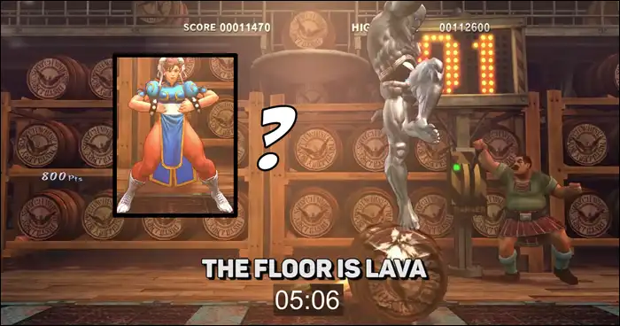 Desk joue Le sol est de la lave et montre.webp