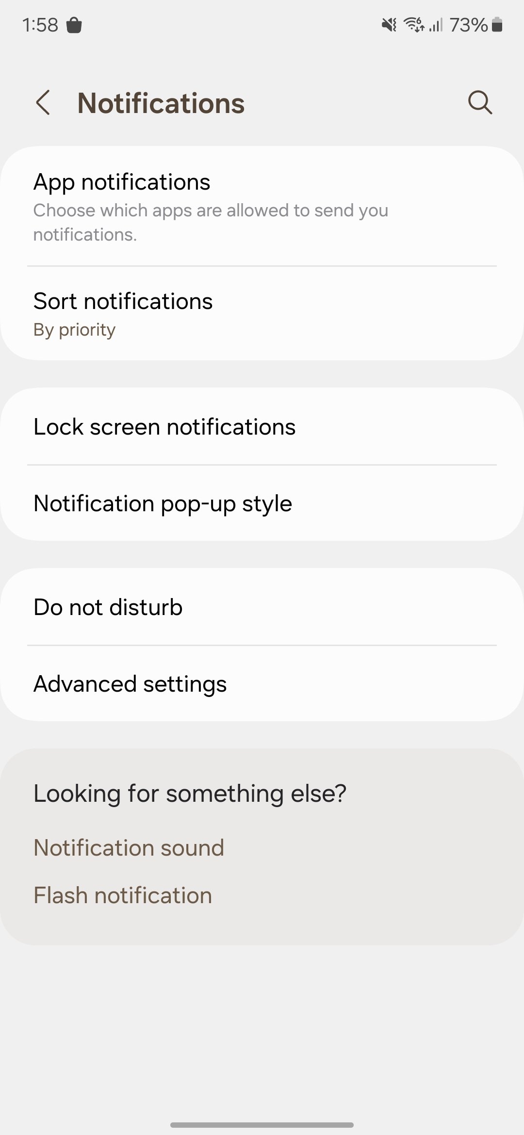 Samsung Galaxy capture d'écran une notification des paramètres de l'interface utilisateur