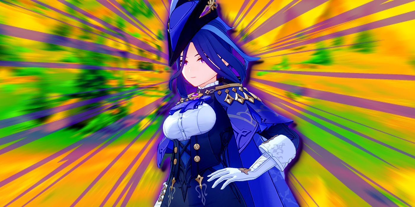 Clorinde de Genshin Impact a la main sur sa taille.