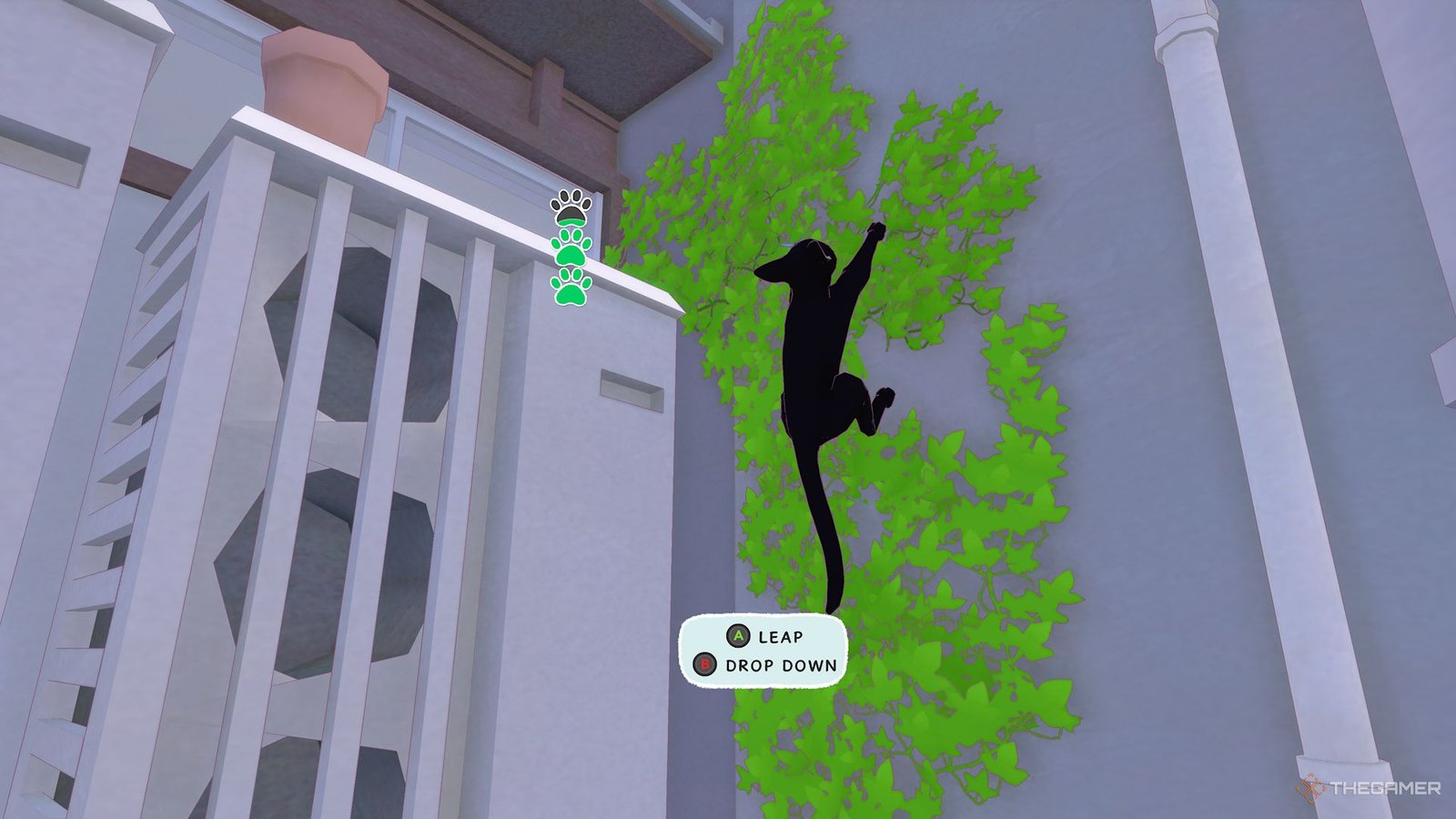 Grimper les vignes pour trouver un chemin vers la laverie automatique de Little Kitty, Big City.