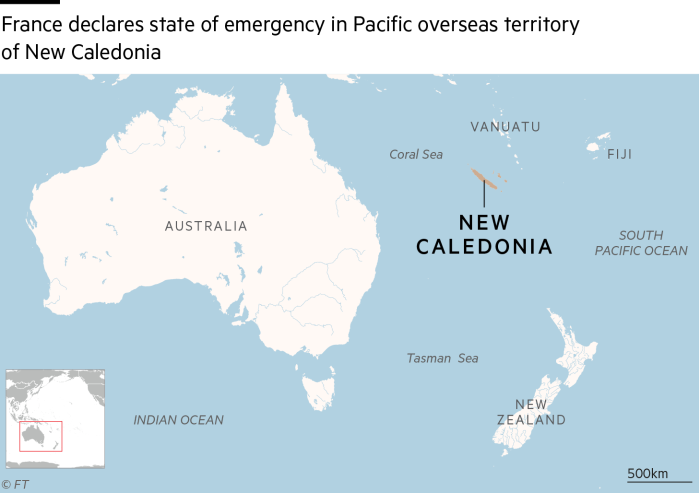 La France déclare l'état d'urgence en Nouvelle-Calédonie 1 Carte de la Nouvelle-Calédonie et des pays voisins