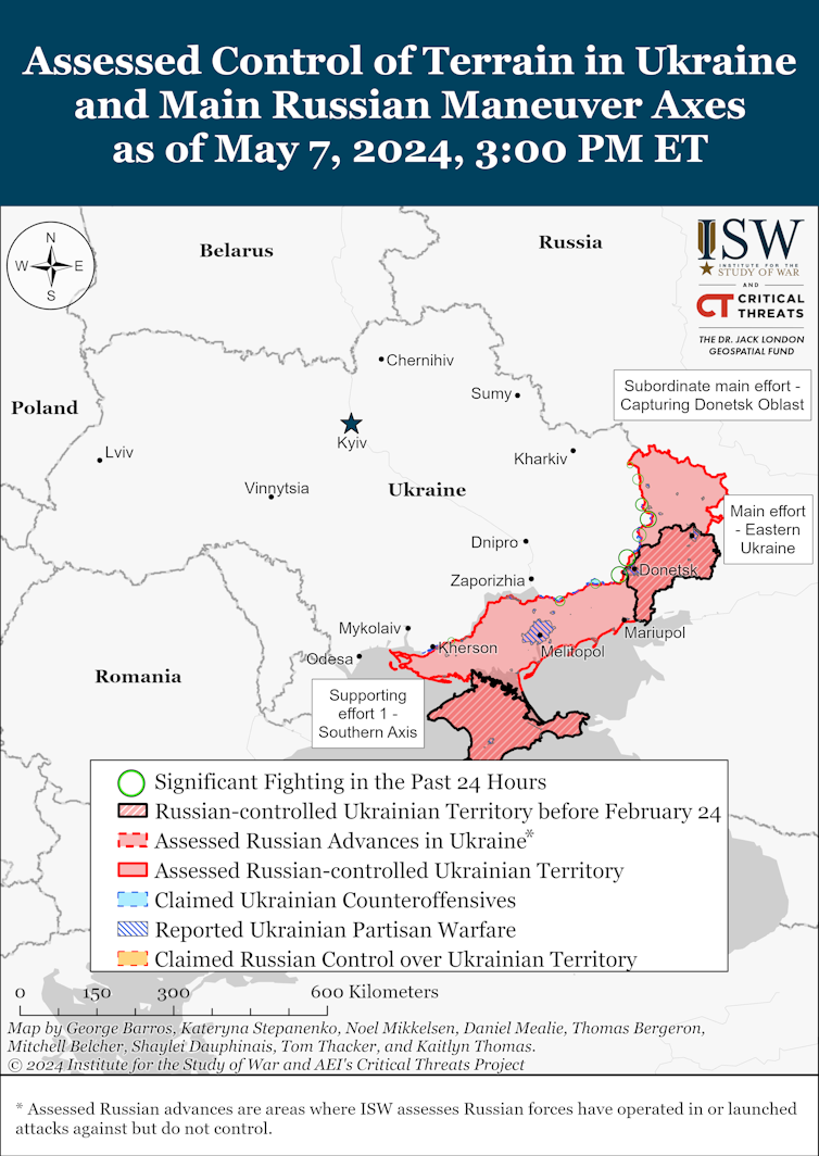 Carte ISW montrant l’état du conflit en Ukraine.
