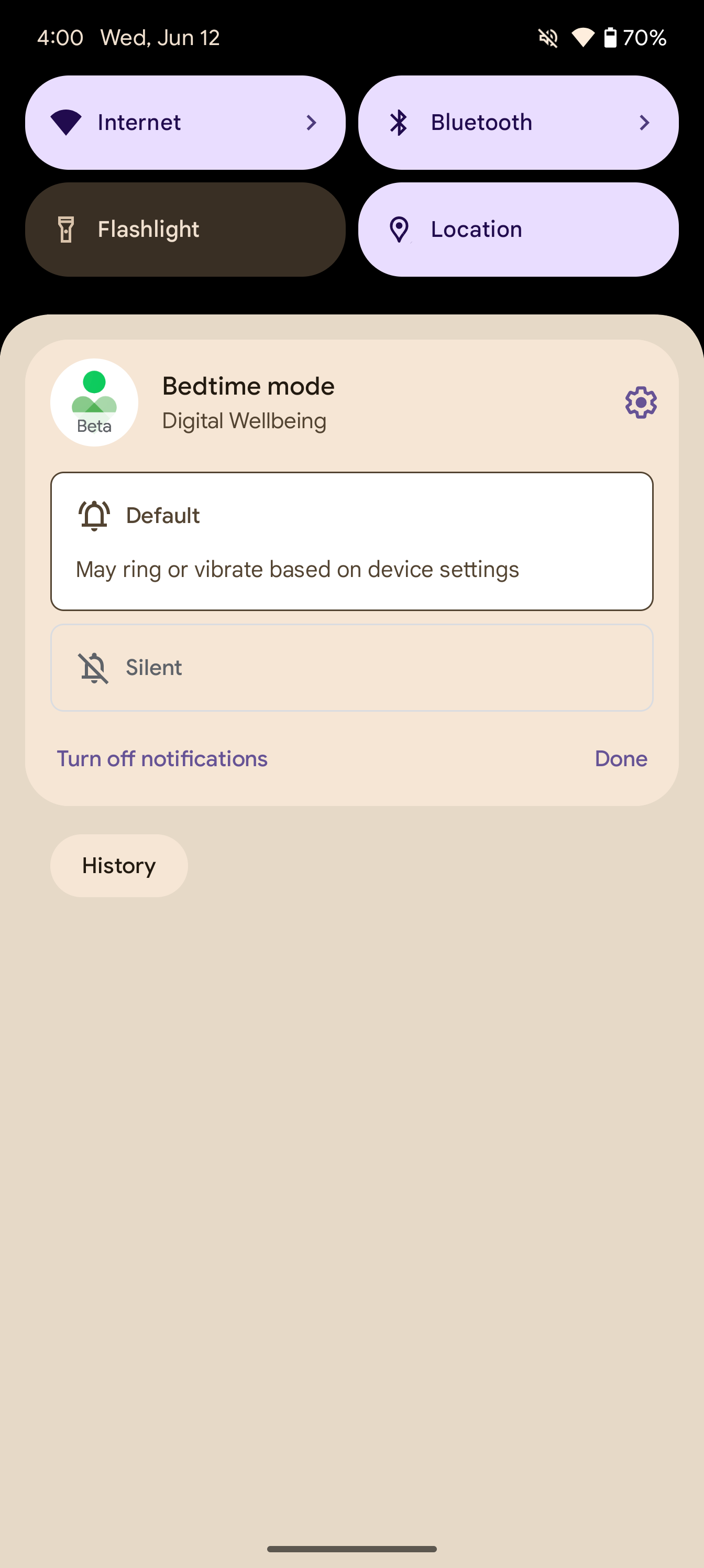 Une notification sur le Pixel 8 Pro avec des options activées pour ajuster les paramètres.