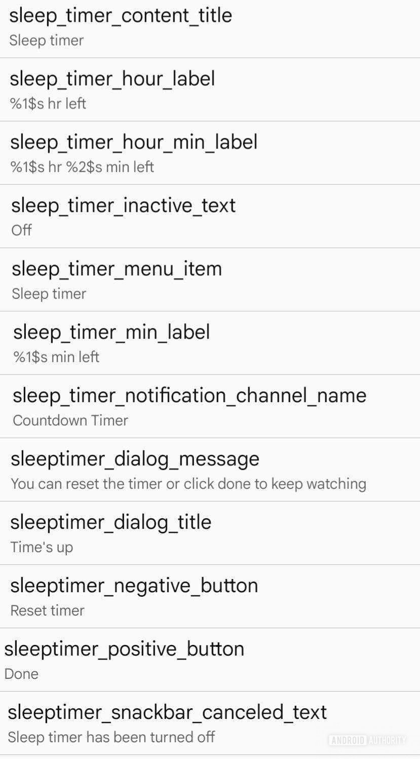 Références de la minuterie de mise en veille de l'application YouTube AssembleDebug