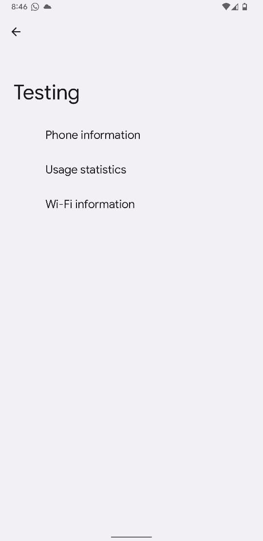 . Il affiche les informations du téléphone, les statistiques d'utilisation et les détails du Wi-Fi. Vous verrez l'utilisation de la batterie et les détails du Wi-Fi, trouverez des options pour définir un type de réseau préféré et pourrez exécuter des tests de ping.