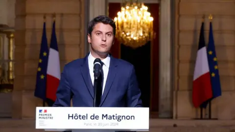 Ludovic MARIN / AFP Le Premier ministre français Gabriel Attal s'exprime à l'issue des élections législatives du 30 juin 2020